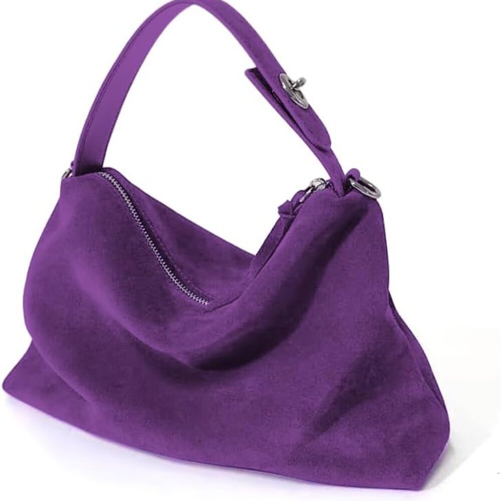Suede Tote Bag for Women, Suede Leather Crossbody Bag with Adjustable Strap Nubu - Picture 2 of 6